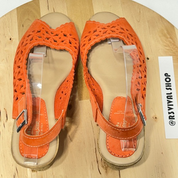 Spring Step Women's Chaya Orange Wedge Open Toe Sandal NWOB - Size 40 EUR & 9 US - Picture 7 of 10